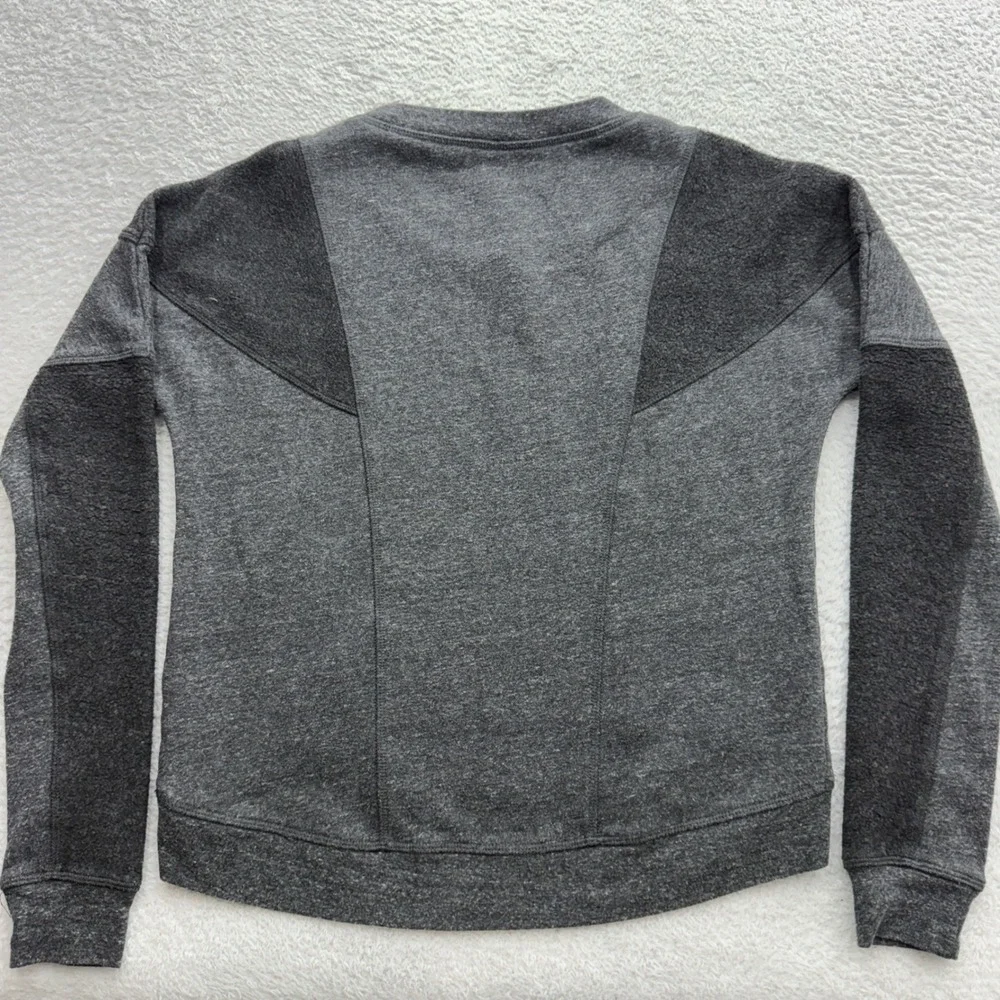 Alo Yoga Women Gray Heather Colorblock‎ Fleece Lined Crewneck Sweatshirt Small